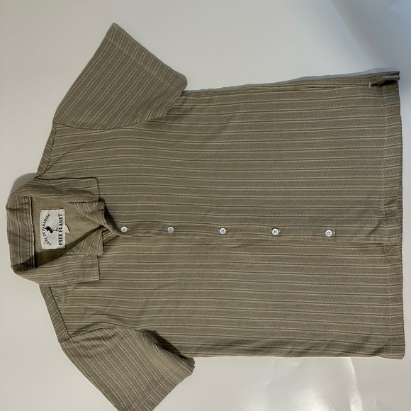 Free Planet Men's Striped Tan Shirt - Picture 2 of 4